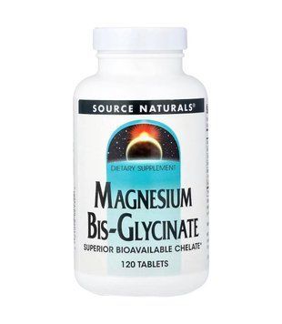Магній бісгліцинат, Magnesium Bis-Glycinate, Source Naturals, 120 таблеток SNS-02132 фото