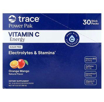 Электролиты с витамином C 1200 мг Trace Power Pak Energy, апельсин-манго, 30 стиков TMR-00933 фото