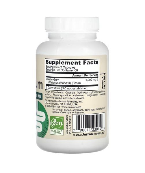 Мастиковая смола 1000 мг Jarrow Formulas Vegan Mastic Gum, 120 капсул JRW-23014 фото