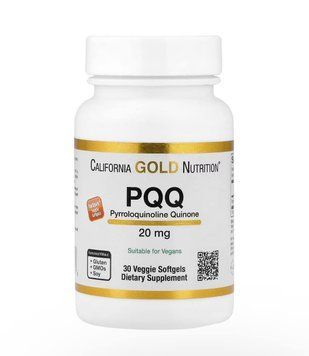 PQQ 20 мг California Gold Nutrition - піролохінолінхінон для підтримки мітохондріальної функції та клітинної енергії, 30 капсул CGN-01291 фото