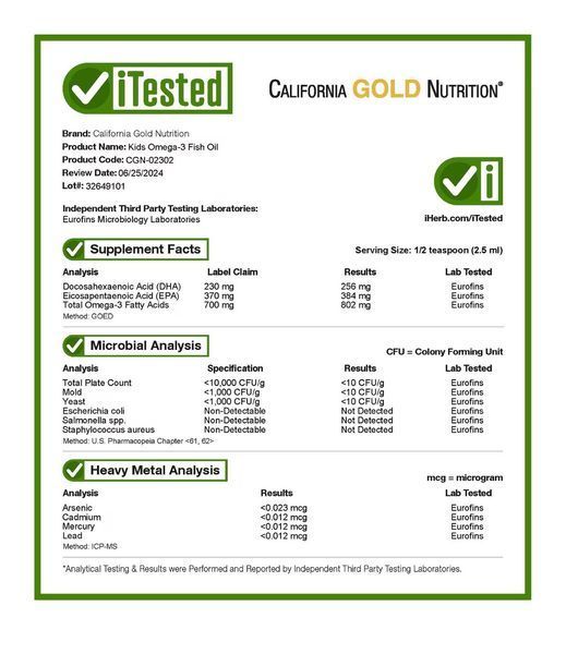 California Gold Nutrition, норвежский рыбий жир с омега-3 для детей, натуральный лимонный вкус, 200 мл (6,7 жидк. унции) CGN-02302 фото