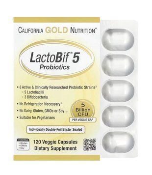 California Gold Nutrition, LactoBif&reg; 5, пробиотики, 5 млрд КОЕ, 120 растительных капсул CGN-00963 фото