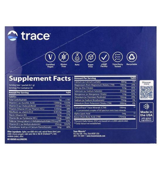Електроліти зі смаком цитрусових, Trace, Power Pak, 30 стік-пакетиків по 6,1 г TMR-00555 фото