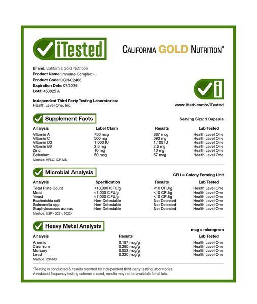 Комплекс для поддержки иммунитета с бета-глюканом, Defender 7 California Gold Nutrition, 60 капсул CGN-02468 фото