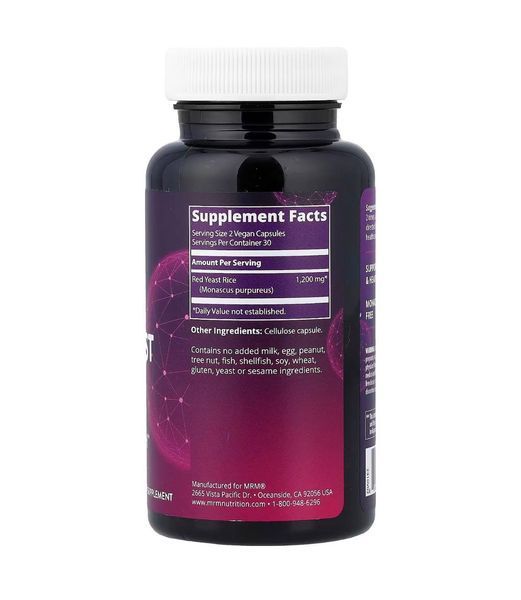 Червоний ферментований рис 600 мг, MRM Nutrition, 60 веганських капсул MRM-25501 фото