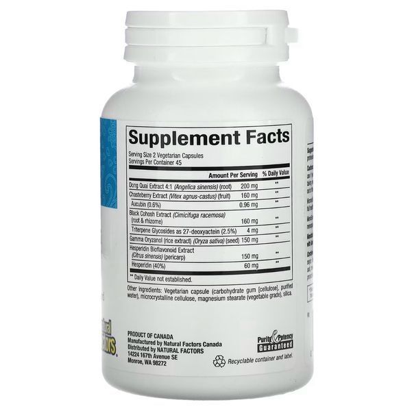 Natural Factors, WomenSense, MenoSense, формула для прийому під час менопаузи, 90 вегетаріанських капсул NFS-04950 фото