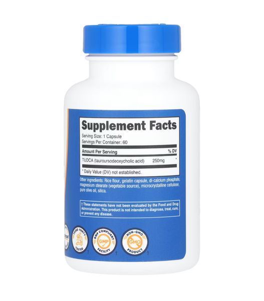 Nutricost, TUDCA, Тауроурсодезоксихолевая кислота, 250 мг, 60 капсул NCS-67527 фото