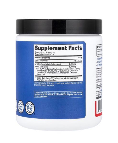 Креатин и аминокислоты для силы и восстановления, Performance Creatine + Aminos Nutricost, фруктовый пунш, 387 г NCS-57563 фото