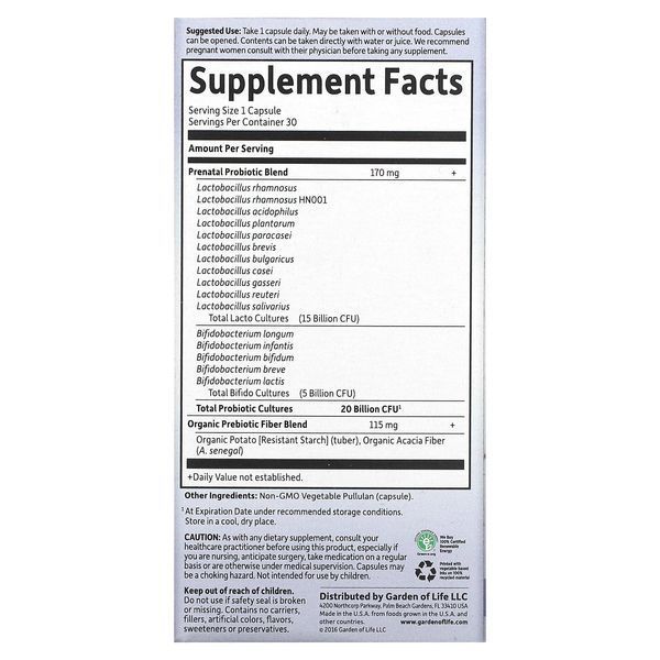 Garden of Life, Dr. Formulated Probiotics, пренатальні пробіотики,пробіотики для вагітних, (не потребують зберігання в холодильнику), одна таблетка на день, 30 вегетаріанських капсул GOL-12003 фото