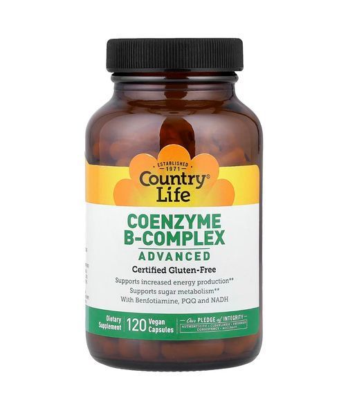 Активный B-комплекс для энергии и нервной системы, Coenzyme B-Complex Advanced Country Life, 120 капсул CLF-06403 фото