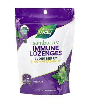 Nature's Way, Sambucus&reg;, леденцы для иммунитета, бузина, цинк и витамин C, перечная мята, 24 пастилки NWY-12088 фото