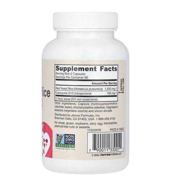 Jarrow Formulas, веганский красный ферментированный рис с коэнзимом Q10, 120 растительных капсул JRW-33001 фото