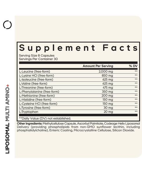 Ліпосомальний комплекс амінокислот EAA та BCAA Codeage Liposomal Multi Amino+ Sport, 240 рослинних капсул AGE-33387 фото