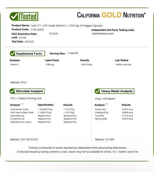 California Gold Nutrition, Gold С, вітамін С, 1000 мг, 60 вегетаріанських капсул CGN-00931 фото
