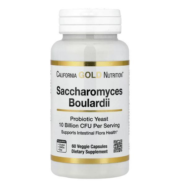 California Gold Nutrition, сахаромицеты Буларди, пробиотические дрожжи, 10 млрд КОЕ, 60 растительных капсул LKN-01420 фото