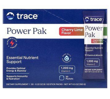 Trace, Power Pak, электоролиты со вкусом вишневый лайм, 30 стик-пакетов по 6,1 г (0,22 унции) каждый TMR-00181 фото