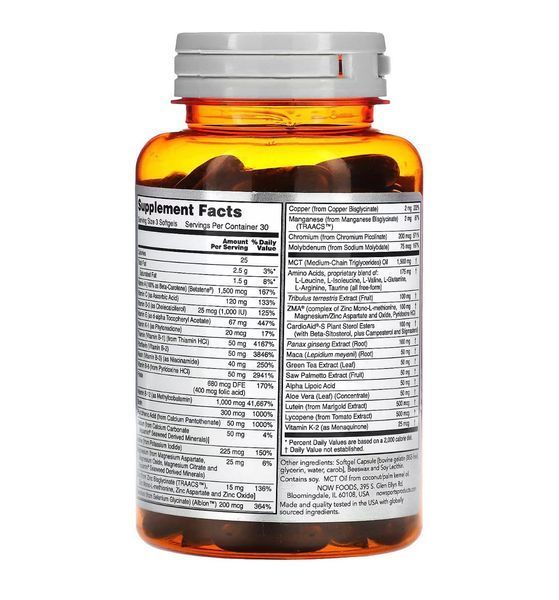 NOW Foods, Sports, мультивитамины для мужчин, 90 мягких таблеток NOW-03890 фото