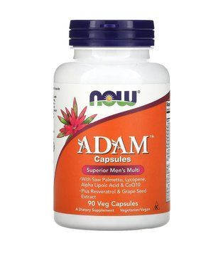 Now Foods, ADAM, Superior Men's Multi, мультивітаміни для чоловіків, 90 рослинних капсул NOW-03878 фото
